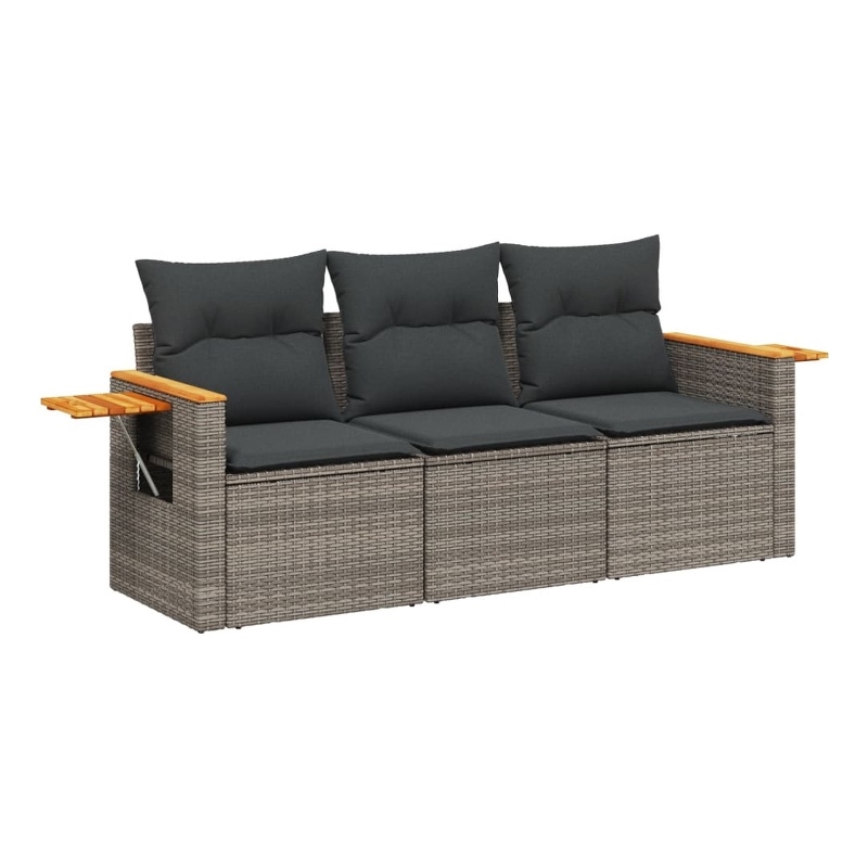 Afuera Living Contemporary 3 Piece Poly Rattan Sofa Set in Gray
