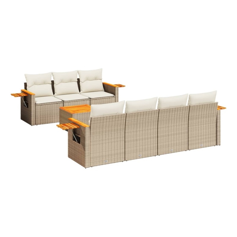 Afuera Living Contemporary 8 Piece Poly Rattan Sofa Set in Beige