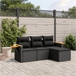 Afuera Living Contemporary 4 Piece Poly Rattan Small Sofa Set in Black