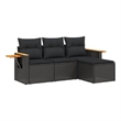 Afuera Living Contemporary 4 Piece Poly Rattan Small Sofa Set in Black