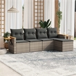 Afuera Living Contemporary 5 Piece Poly Rattan Sofa Set in Gray