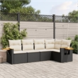 Afuera Living Contemporary Synthetic Poly Rattan 5 Piece Sofa Set in Black