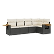 Afuera Living Contemporary Synthetic Poly Rattan 5 Piece Sofa Set in Black