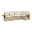 Afuera Living Contemporary Synthetic Poly Rattan 5 Piece Sofa Set in Beige