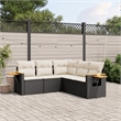 Afuera Living Contemporary 5 Piece Poly Rattan Sofa Set in Black/Cream