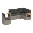 Afuera Living Contemporary Synthetic Poly Rattan 5 Piece Sofa Set in Gray