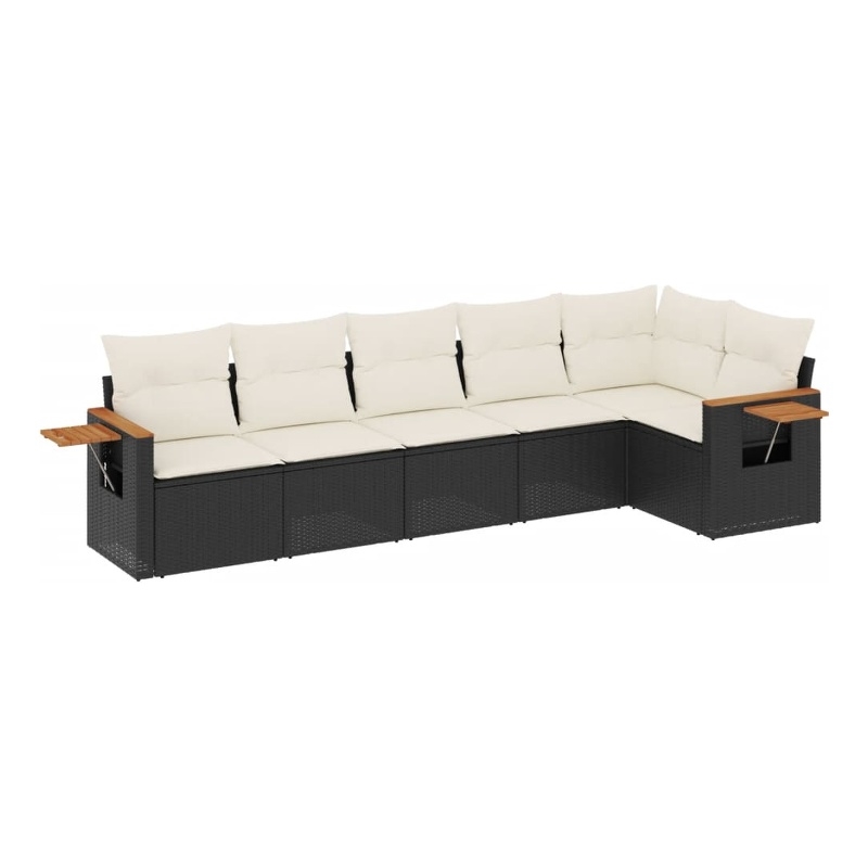 Afuera Living Contemporary Synthetic Poly Rattan 6 Piece Sofa Set in Black