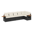 Afuera Living Contemporary Synthetic Poly Rattan 6 Piece Sofa Set in Black