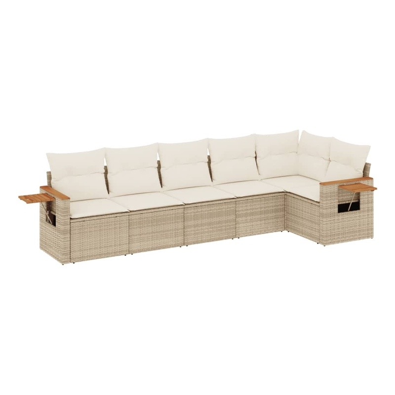 Afuera Living Contemporary Synthetic Poly Rattan 6 Piece Sofa Set in Beige