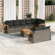 Afuera Living Contemporary 9 Piece Poly Rattan Sofa Set in Gray