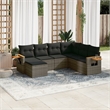 Afuera Living Contemporary 7 Piece Poly Rattan Sofa Set in Gray