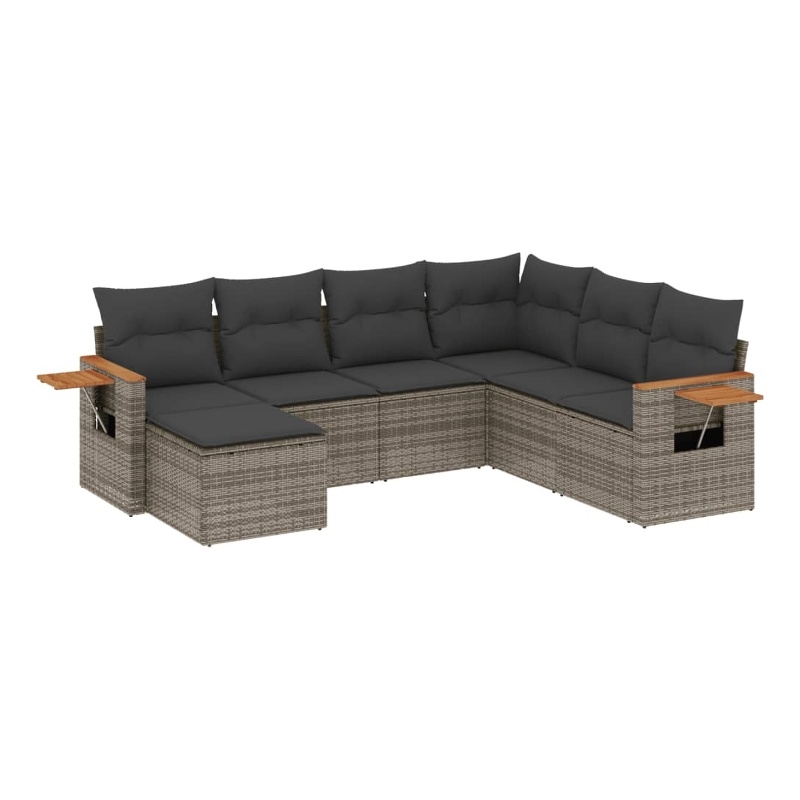 Afuera Living Contemporary 7 Piece Poly Rattan Sofa Set in Gray