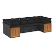 Afuera Living Contemporary Synthetic Poly Rattan 7 Piece Sofa Set in Black
