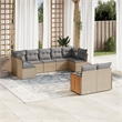 Afuera Living Contemporary 9 Piece Poly Rattan Sofa Set in Gray/Beige
