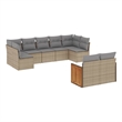 Afuera Living Contemporary 9 Piece Poly Rattan Sofa Set in Gray/Beige