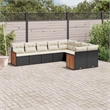 Afuera Living Contemporary 9 Piece Poly Rattan Large Sofa Set in Black