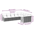 Afuera Living Contemporary 9 Piece Poly Rattan Large Sofa Set in Black