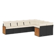 Afuera Living Contemporary 9 Piece Poly Rattan Large Sofa Set in Black