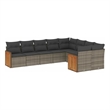 Afuera Living Contemporary 9 Piece Poly Rattan Sofa Set in Gray