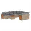 Afuera Living Contemporary 10 Piece Poly Rattan Small Sofa Set in Beige