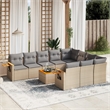 Afuera Living Contemporary Synthetic Poly Rattan 11 Piece Sofa Set in Beige