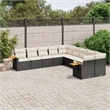 Afuera Living Contemporary 10 Piece Poly Rattan Sofa Set in Black
