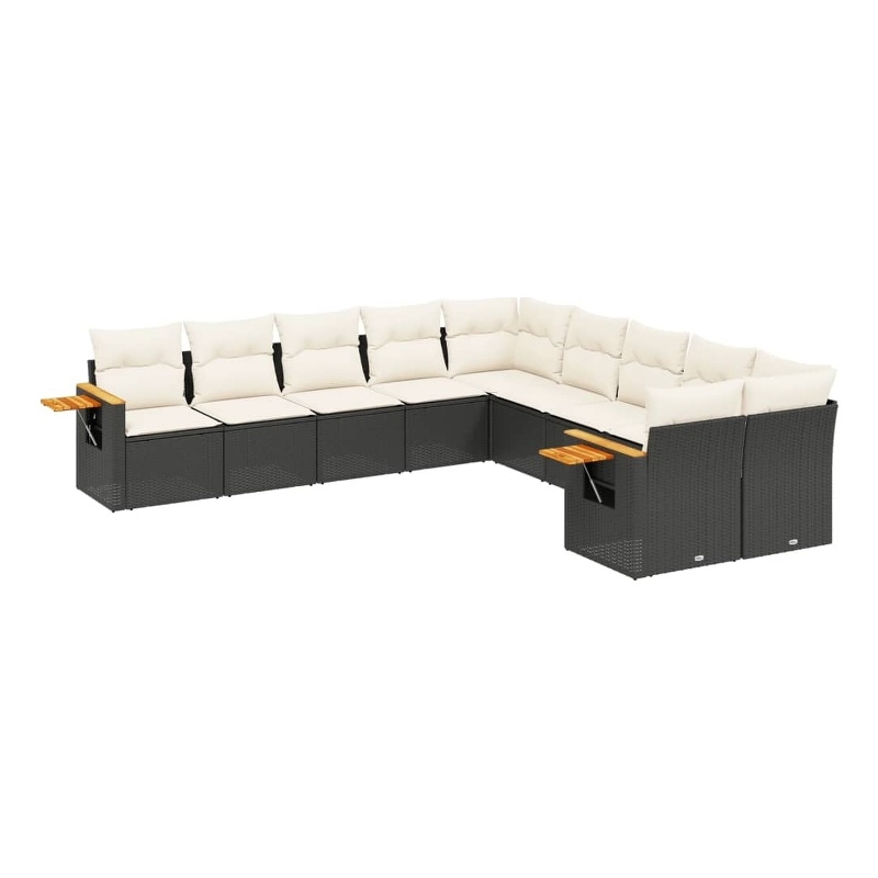 Afuera Living Contemporary 10 Piece Poly Rattan Sofa Set in Black