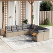 Afuera Living Contemporary 10 Piece Poly Rattan Sofa Set in Gray/Beige