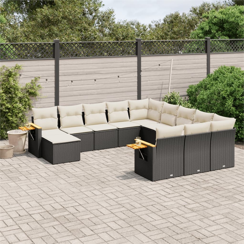 Afuera Living Contemporary Synthetic Poly Rattan Large Sofa Set in Black