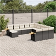 Afuera Living Contemporary Synthetic Poly Rattan Large Sofa Set in Black