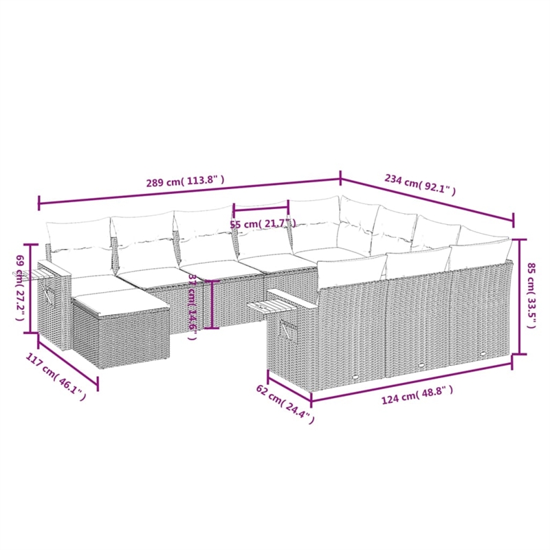 Afuera Living Contemporary Synthetic Poly Rattan Large Sofa Set in Black