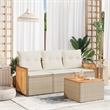 Afuera Living Contemporary 4 Piece Poly Rattan Sofa Set in Beige