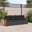 Afuera Living Contemporary 4 Piece Poly Rattan Small Sofa Set in Black