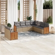 Afuera Living Contemporary Synthetic Poly Rattan 9 Piece Sofa Set in Gray/Beige