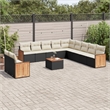Afuera Living Contemporary 12 Piece Poly Rattan Sofa Set in Black/Cream