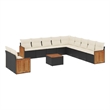Afuera Living Contemporary 12 Piece Poly Rattan Sofa Set in Black/Cream