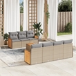 Afuera Living Contemporary 8 Piece Poly Rattan Sofa Set in Gray/Beige