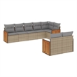 Afuera Living Contemporary 8 Piece Poly Rattan Sofa Set in Beige