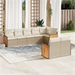 Afuera Living Contemporary 8 Piece Poly Rattan Large Sofa Set in Beige