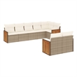 Afuera Living Contemporary 8 Piece Poly Rattan Large Sofa Set in Beige