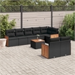 Afuera Living Contemporary Synthetic Poly Rattan 9 Piece Sofa Set in Black