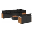Afuera Living Contemporary Synthetic Poly Rattan 9 Piece Sofa Set in Black
