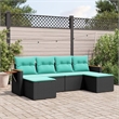Afuera Living 6 Piece Poly Rattan Small Sofa Set in Black/Blue