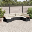 Afuera Living Contemporary 8 Piece Poly Rattan Sofa Set in Black/Cream