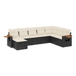 Afuera Living Contemporary 8 Piece Poly Rattan Sofa Set in Black/Cream