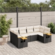 Afuera Living 6 Piece Poly Rattan Small Sofa Set in Black/Cream