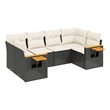 Afuera Living 6 Piece Poly Rattan Small Sofa Set in Black/Cream