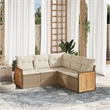 Afuera Living Contemporary Synthetic Poly Rattan 5 Piece  Sofa Set in Beige