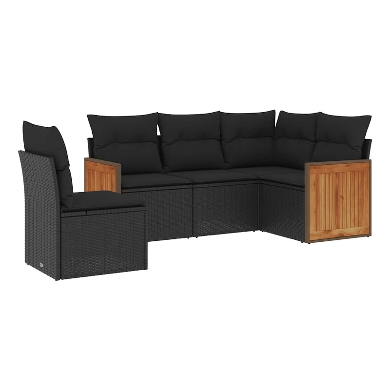Afuera Living Contemporary 5 Piece Poly Rattan Sofa Set in Black