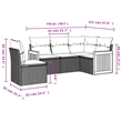 Afuera Living Contemporary Synthetic Poly Rattan 5 Piece Sofa Set in Gray